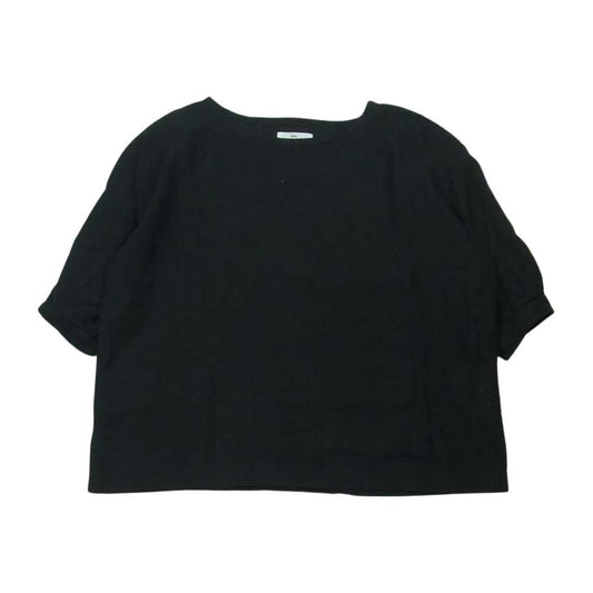 soil ソイル リネン ラウンドネック プルオーバー シャツ カットソー インド製 ブラック系 1【中古】