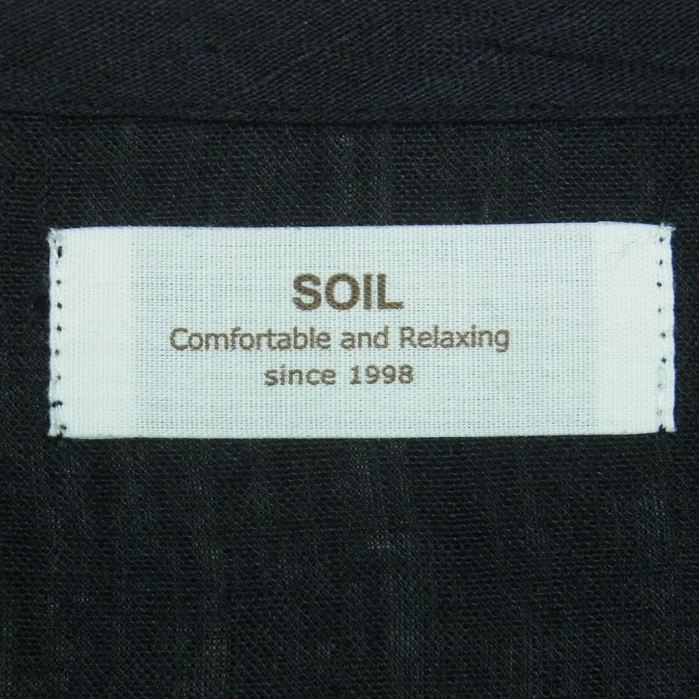 soil ソイル リネン ラウンドネック プルオーバー シャツ カットソー インド製 ブラック系 1【中古】