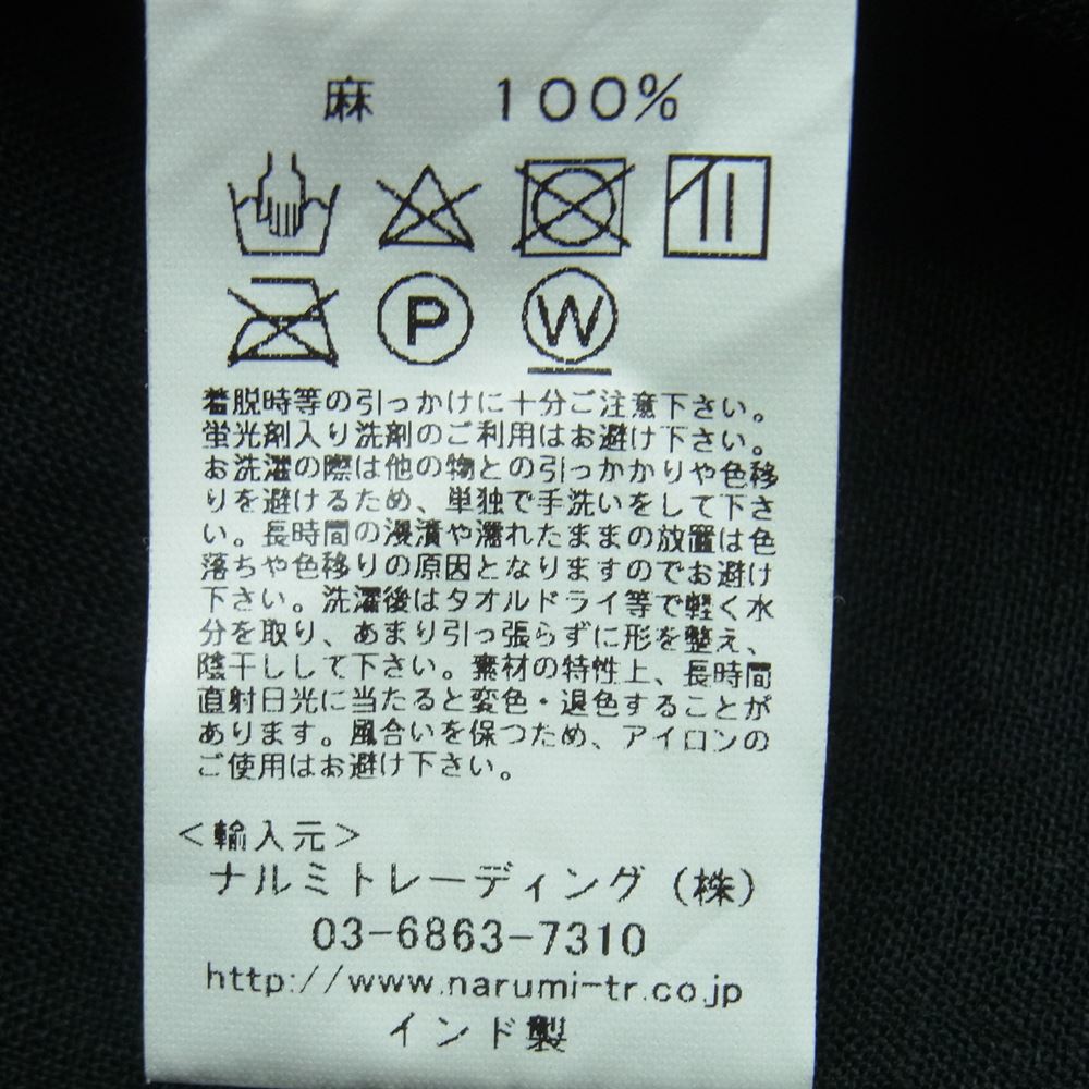 soil ソイル リネン ラウンドネック プルオーバー シャツ カットソー インド製 ブラック系 1【中古】