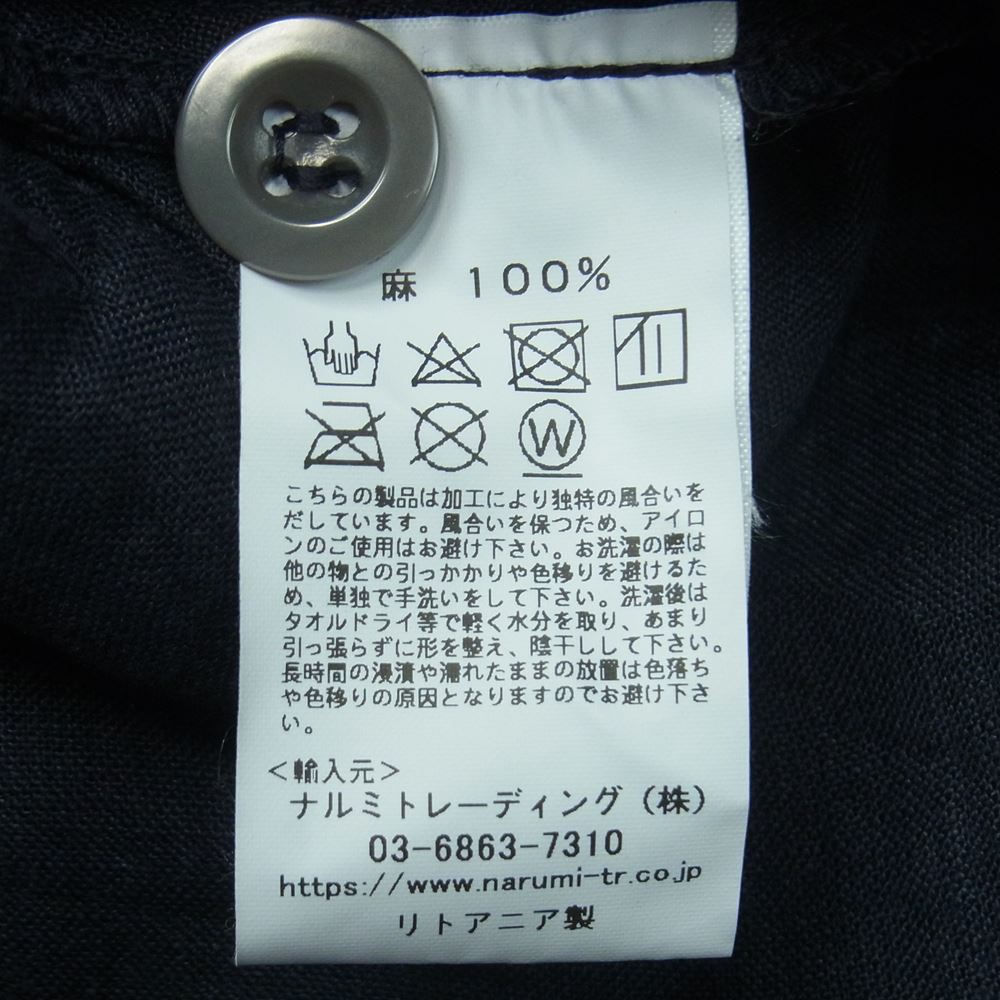ハロータウンストアーズ HTS エイチティーエス リネン ボタン シャツ ワンピース ダークネイビー系 M 44【中古】