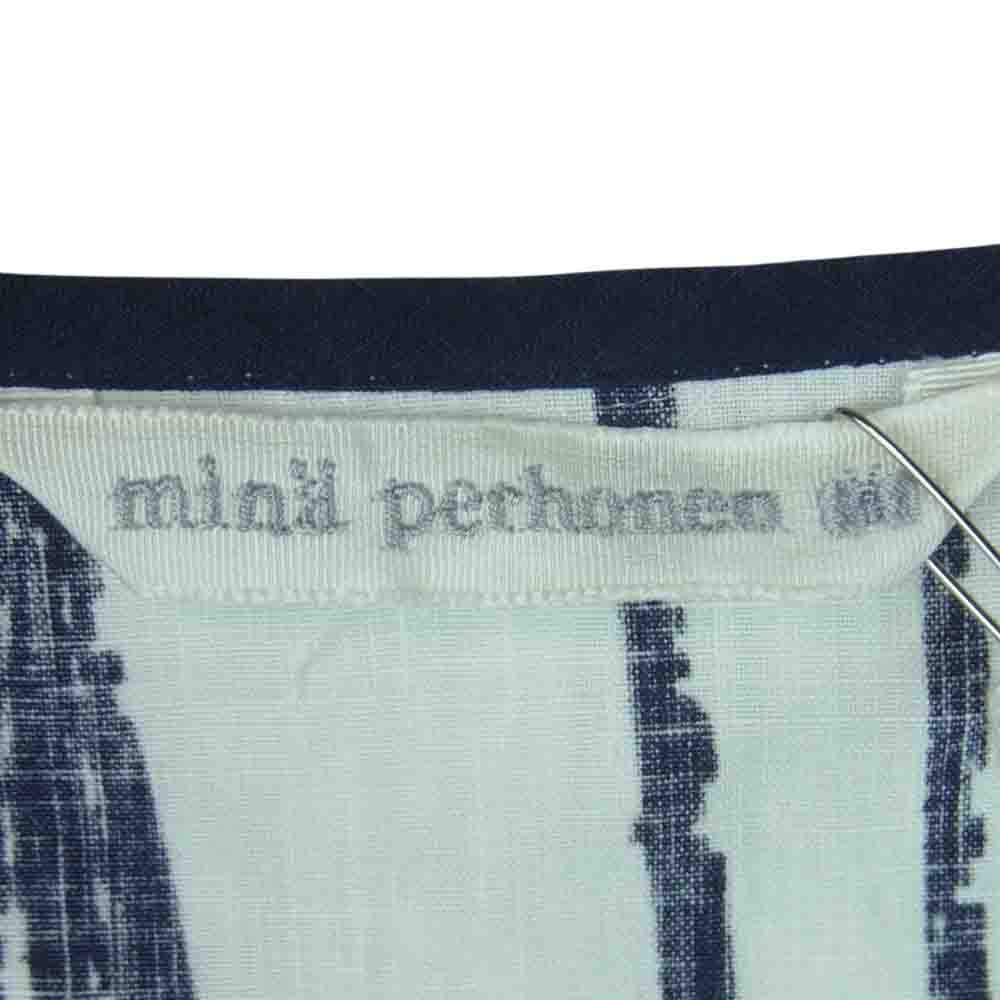 mina perhonen ミナペルホネン ys3704 taba リネン ワンピース 日本製 ネイビー系 ホワイト系 38【美品】【中古】