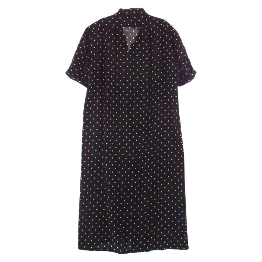 MAX MARA マックスマーラ イタリア製 シルク100％ ドット 比翼 ロングシャツ ワンピース ブラック系【中古】