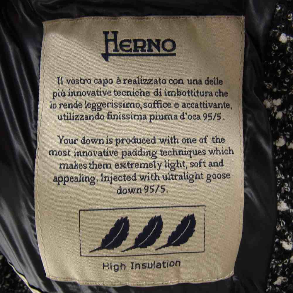 Herno ヘルノ PRODUZ PI0385D 38031 9402 ツイード ダウンコート  マルチカラー系 40【美品】【中古】