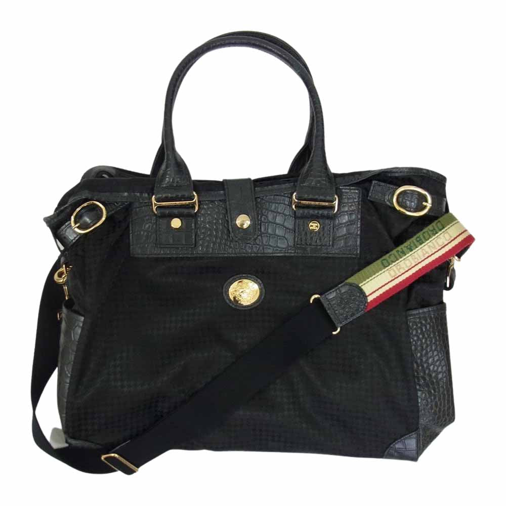 Orobianco オロビアンコ 千鳥切替 型押し レザー トートバッグ ブラック系【中古】