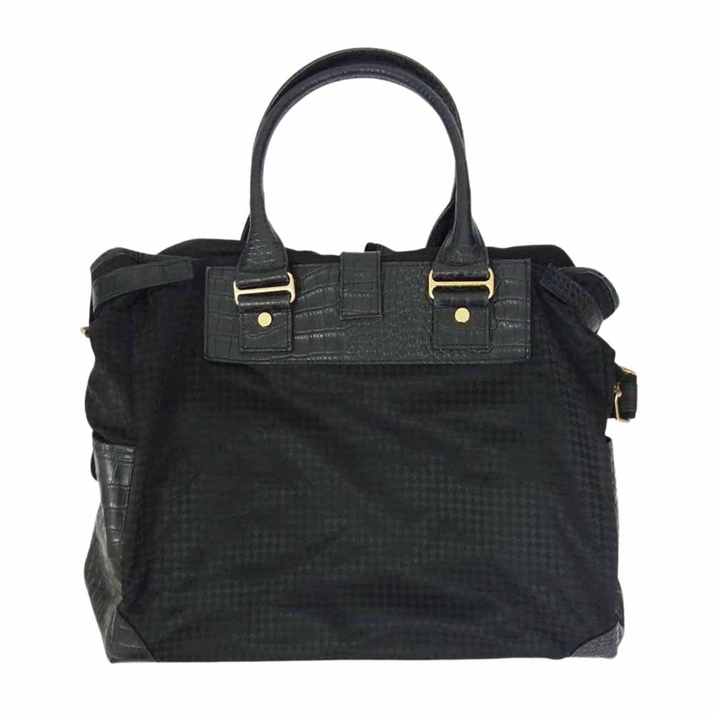 Orobianco オロビアンコ 千鳥切替 型押し レザー トートバッグ ブラック系【中古】