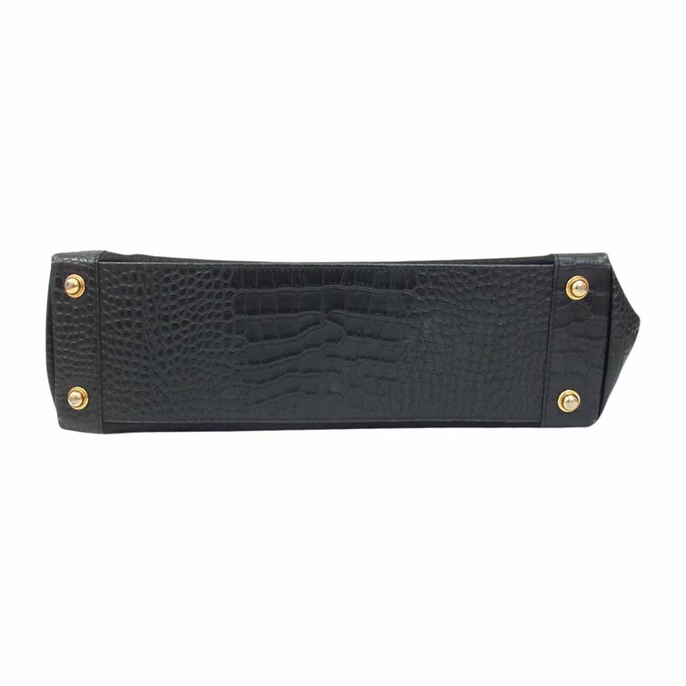 Orobianco オロビアンコ 千鳥切替 型押し レザー トートバッグ ブラック系【中古】