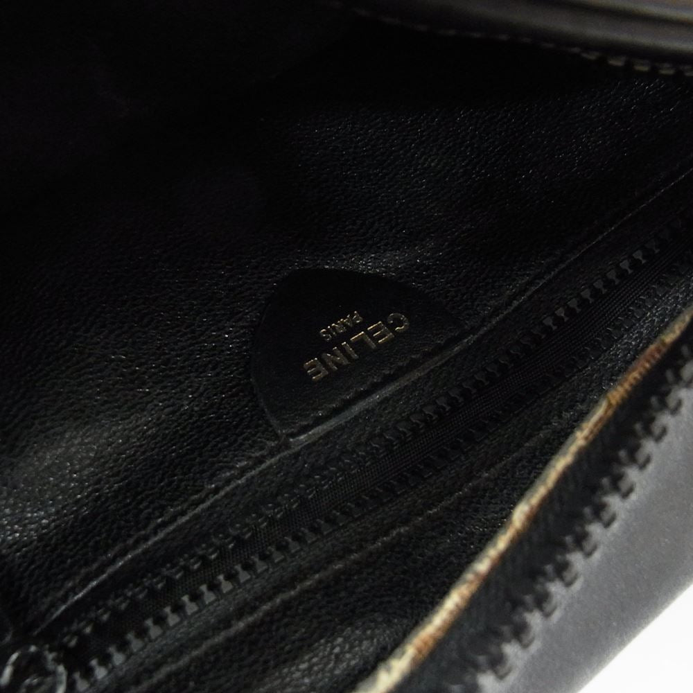 CELINE セリーヌ ヴィンテージ オールド トリオンフ ブラゾン レザー ショルダーバッグ ダークブラウン系【中古】