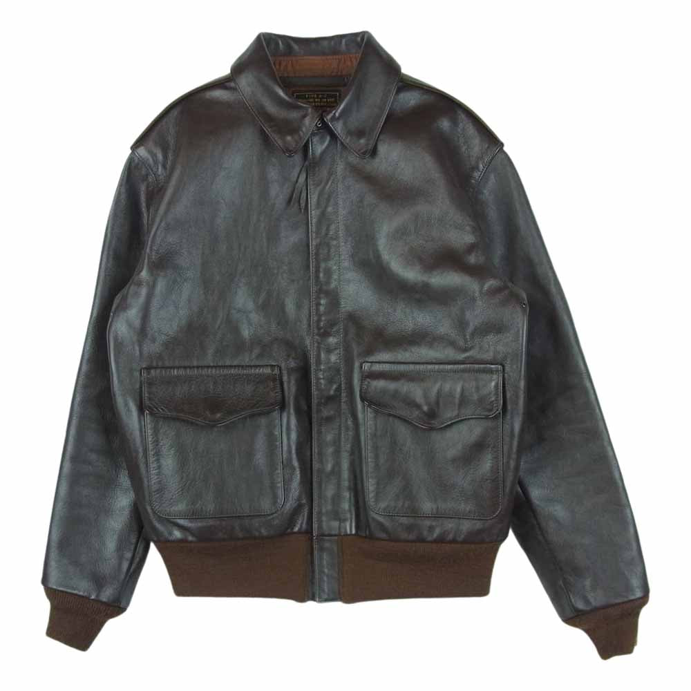 The REAL McCOY'S ザリアルマッコイズ A-2 ラフウェア 実名復刻 レザー フライト ジャケット ダークブラウン系 36【美品】【中古】