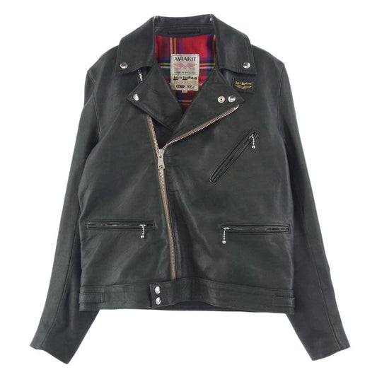 Lewis Leathers ルイスレザー サイクロン シープ スキン チェック ライダース モスグリーン系 38【中古】
