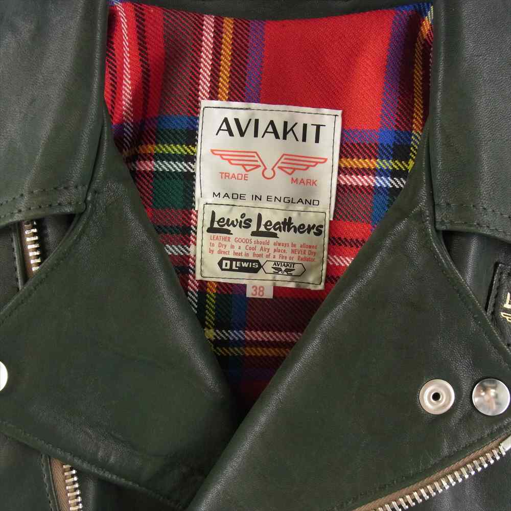 Lewis Leathers ルイスレザー サイクロン シープ スキン チェック ライダース モスグリーン系 38【中古】