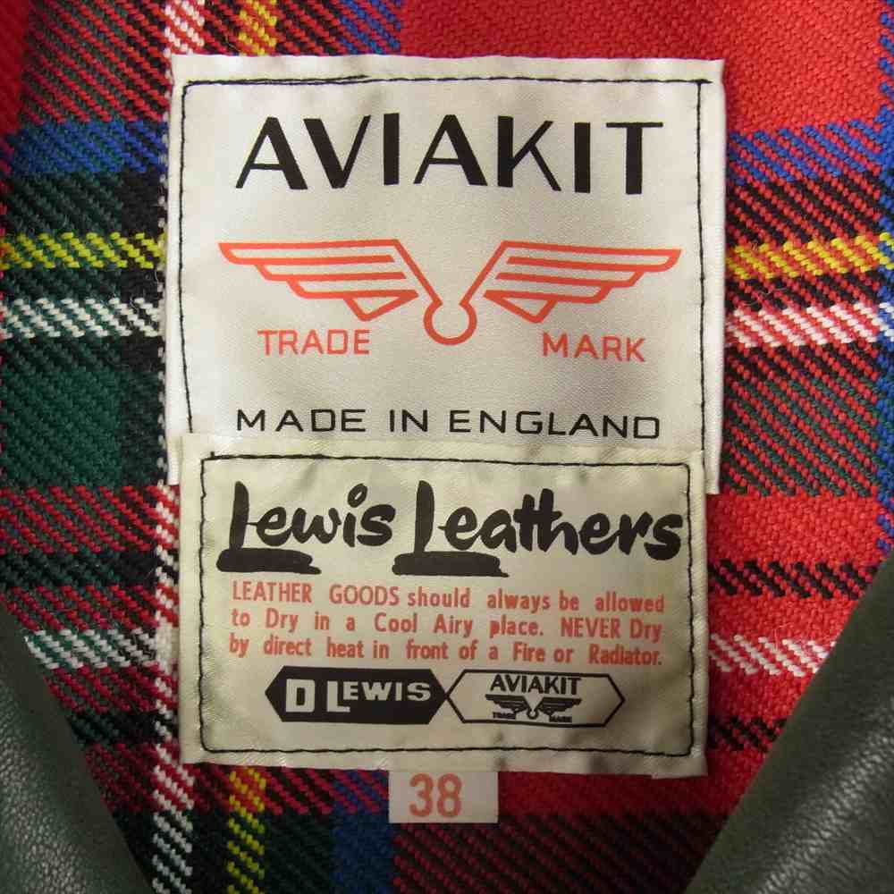 Lewis Leathers ルイスレザー サイクロン シープ スキン チェック ライダース モスグリーン系 38【中古】