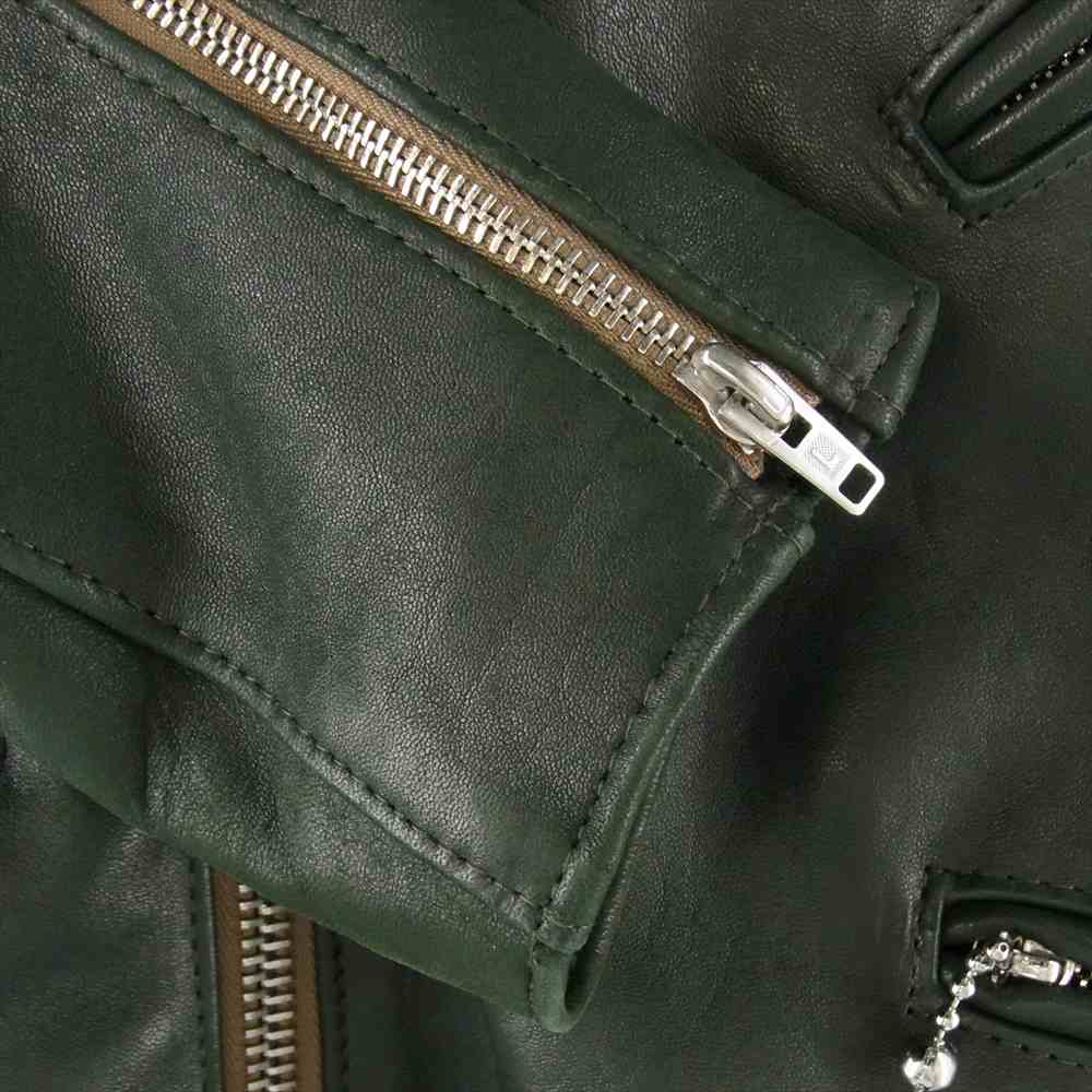 Lewis Leathers ルイスレザー サイクロン シープ スキン チェック ライダース モスグリーン系 38【中古】