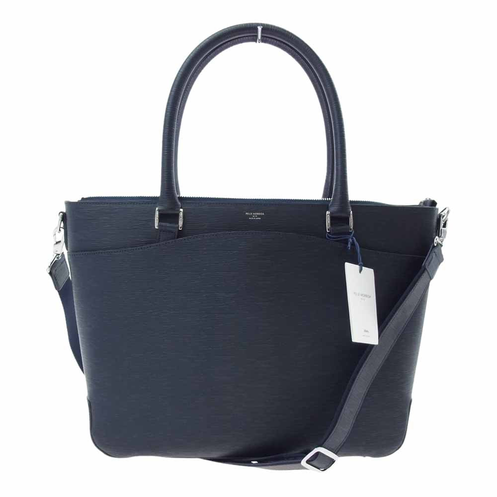 PELLE MORBIDA ペッレモルビダ PMO-CA206 Capitano キャピターノ 型押し レザー ビジネス トートバック ネイビー ダークネイビー系【新古品】【未使用】【中古】