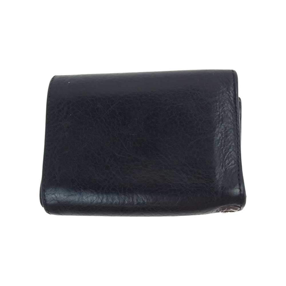 CHROME HEARTS クロムハーツ（原本無） 3FOLD 3フォールド クロスボタン レザー ウォレット ブラック系【中古】