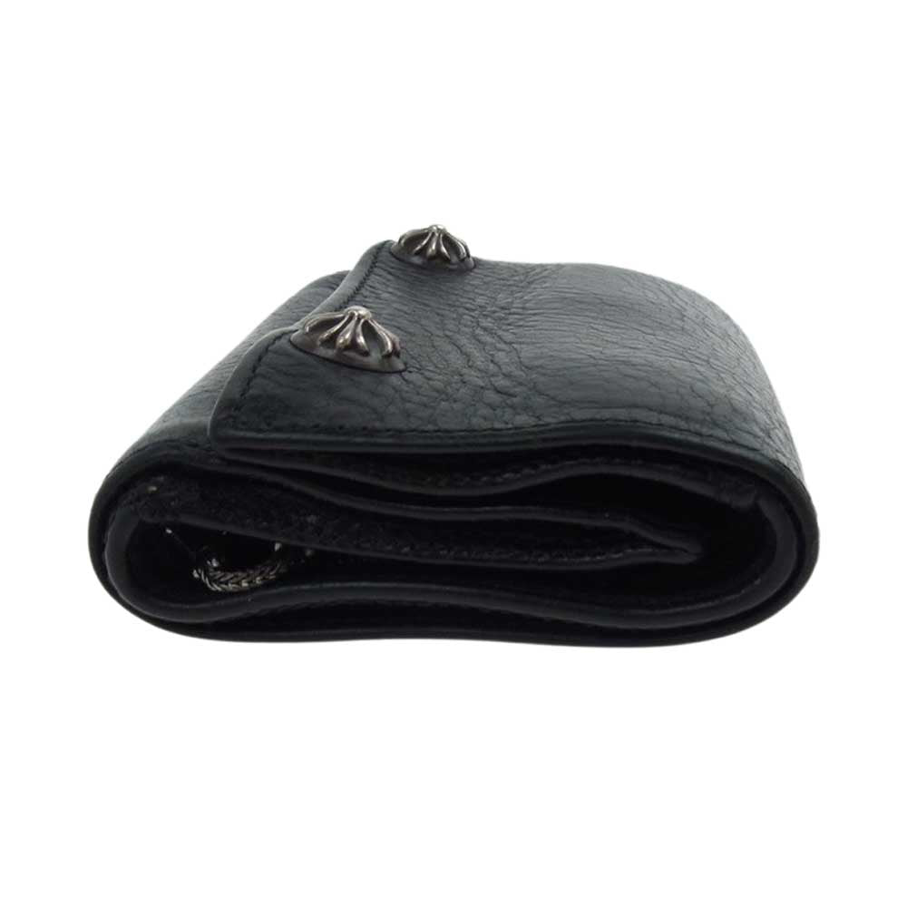 CHROME HEARTS クロムハーツ（原本無） 3FOLD 3フォールド クロスボタン レザー ウォレット ブラック系【中古】