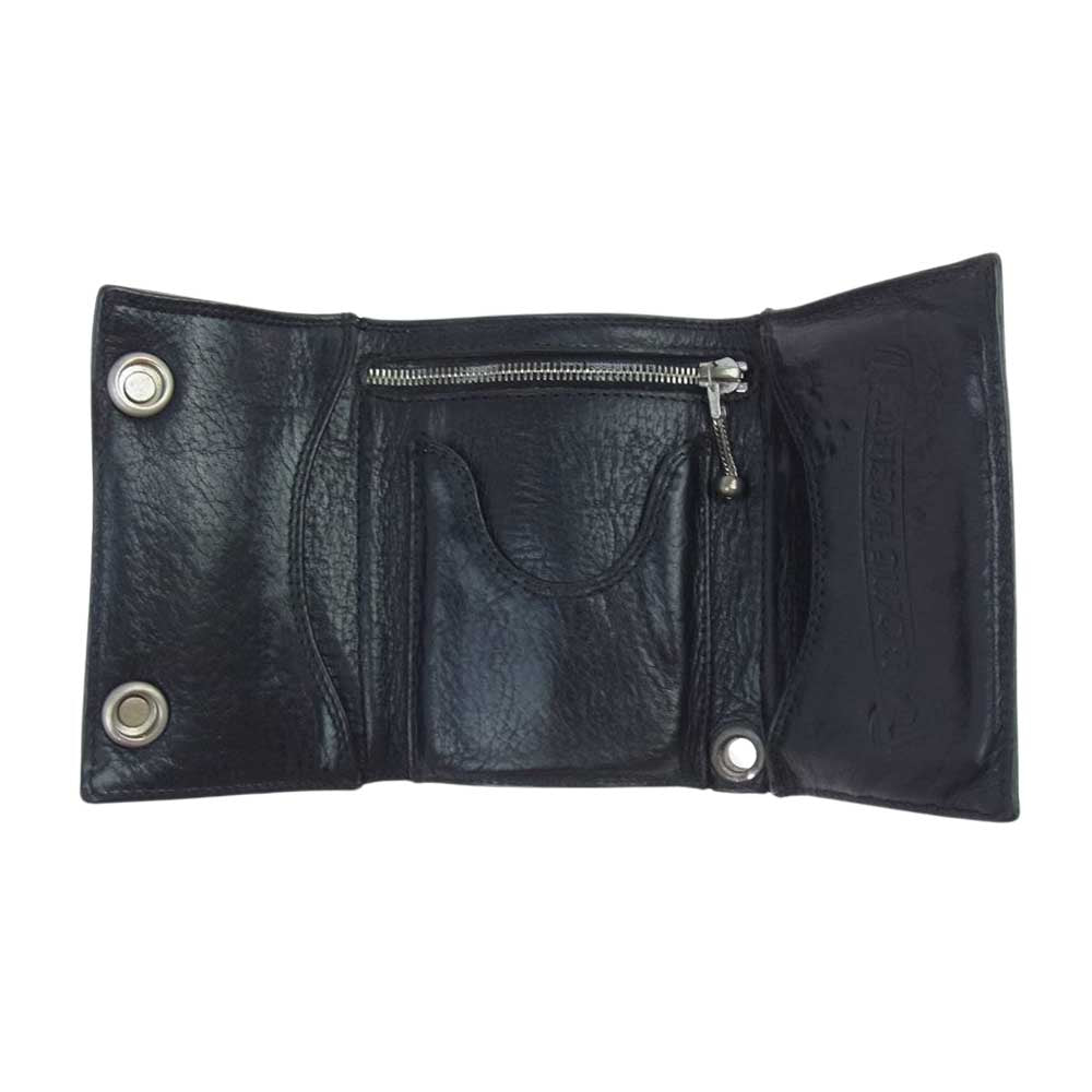 CHROME HEARTS クロムハーツ（原本無） 3FOLD 3フォールド クロスボタン レザー ウォレット ブラック系【中古】