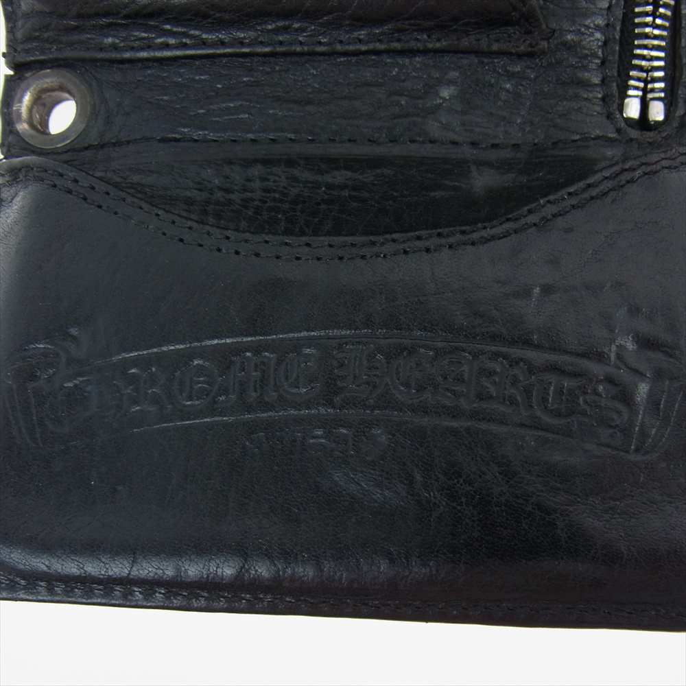 CHROME HEARTS クロムハーツ（原本無） 3FOLD 3フォールド クロスボタン レザー ウォレット ブラック系【中古】