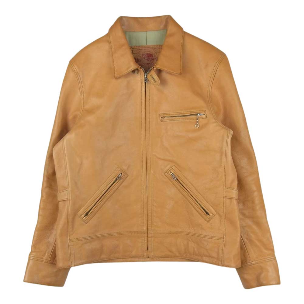 天神ワークス JS03 Sports jacket スポーツ レザー ジャケット ライトブラウン系 オレンジがかったブラウン系 36【中古】