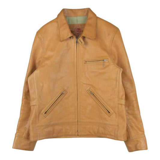 天神ワークス JS03 Sports jacket スポーツ レザー ジャケット ライトブラウン系 オレンジがかったブラウン系 36【中古】