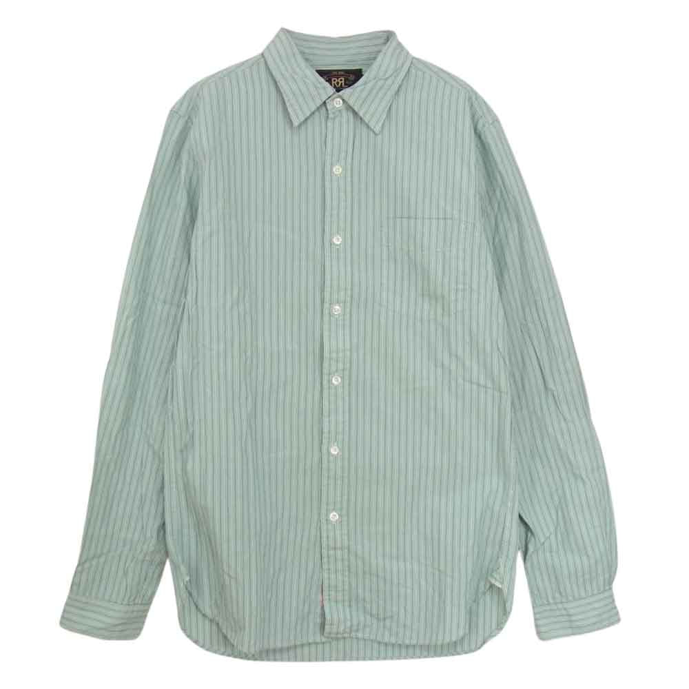 RRL ダブルアールエル ストライプ ドレス シャツ ライトグリーン系 S【中古】