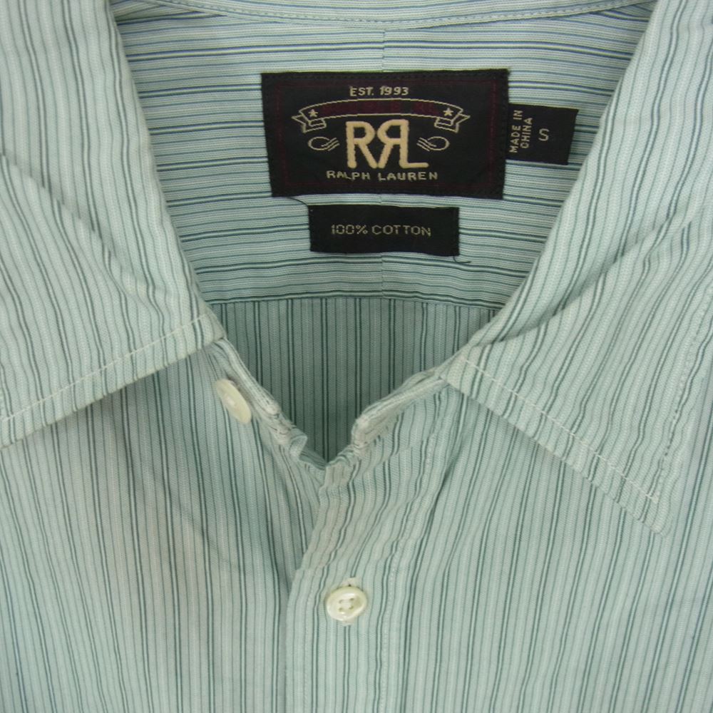 RRL ダブルアールエル ストライプ ドレス シャツ ライトグリーン系 S【中古】