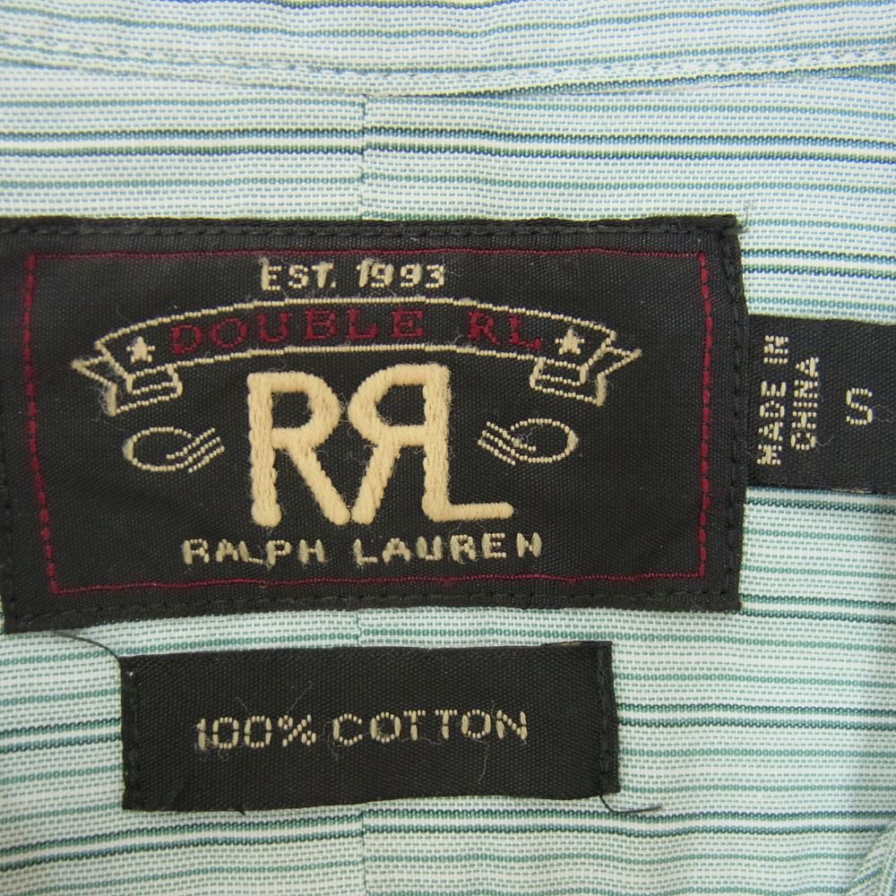RRL ダブルアールエル ストライプ ドレス シャツ ライトグリーン系 S【中古】