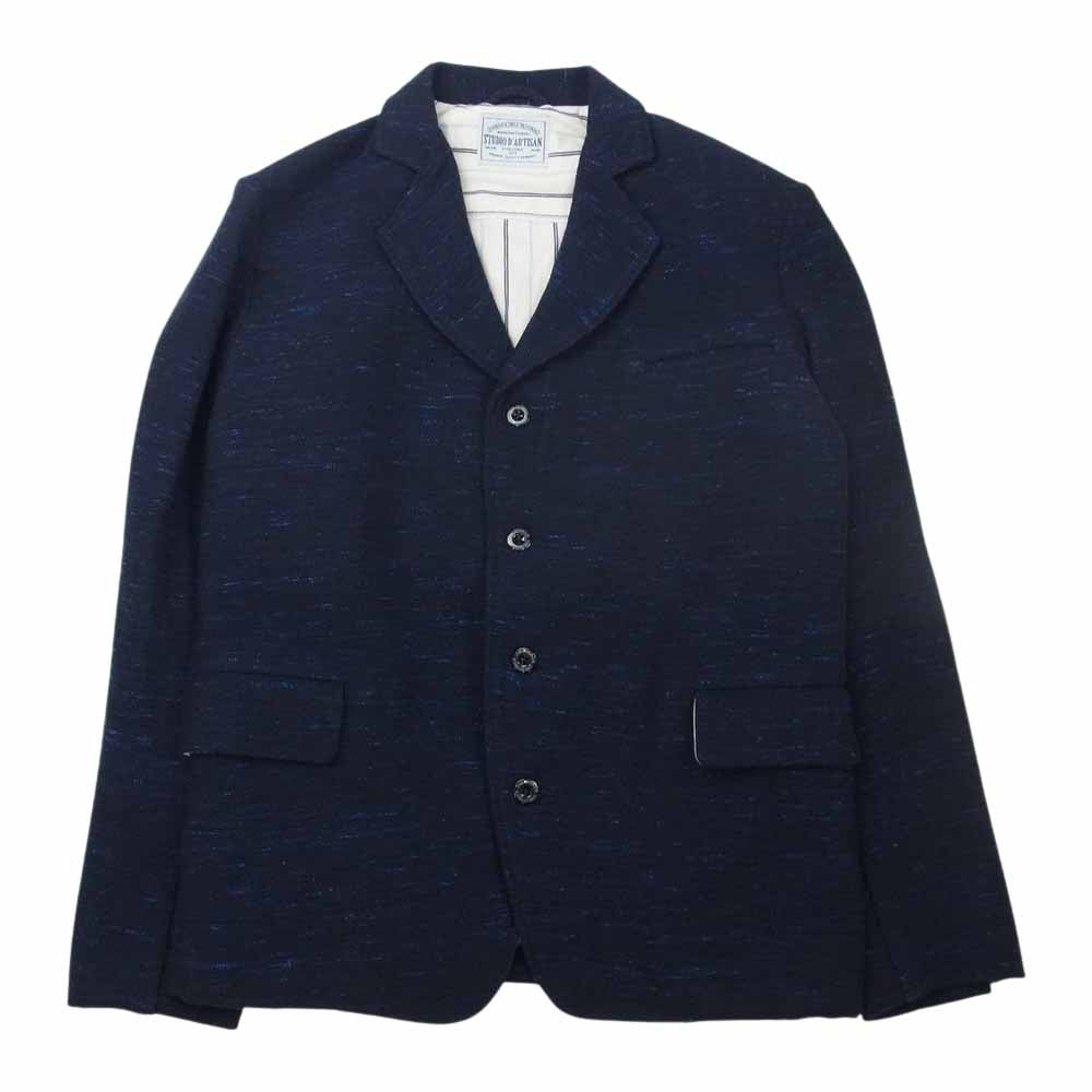 STUDIO D’ARTISAN ステュディオダルチザン ネップ クラシック テーラード ジャケット ネイビー系 38【極上美品】【中古】