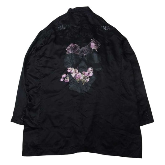 COMME des GARCONS HOMME PLUS コムデギャルソンオムプリュス 22SS 花の存在期 PI-J052 oversized cupro blazer バックローズ プリント キュプラ オーバーサイズ ジャケット ブラック系 M【美品】【中古】