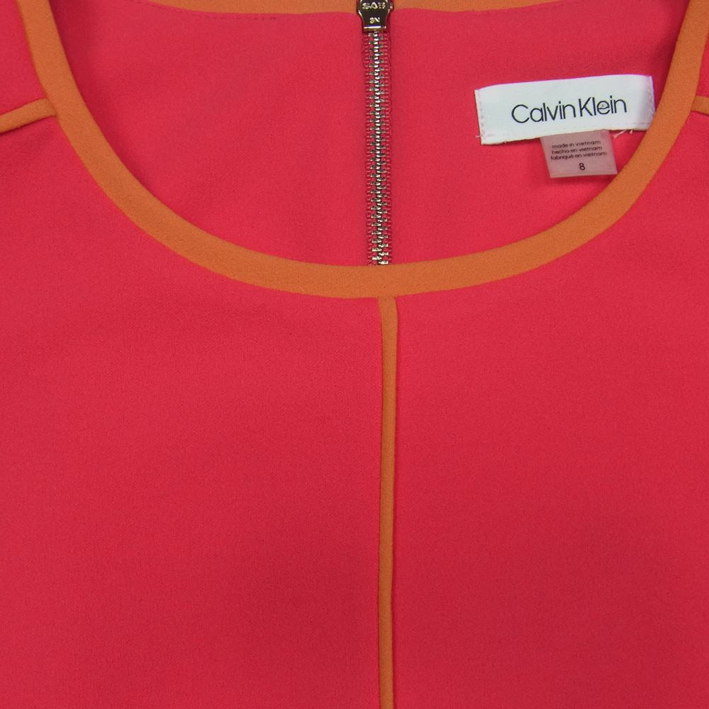 カルバンクライン ノースリーブ ドレス ワンピース ベトナム製 ビビッドピンク系 8【美品】【中古】