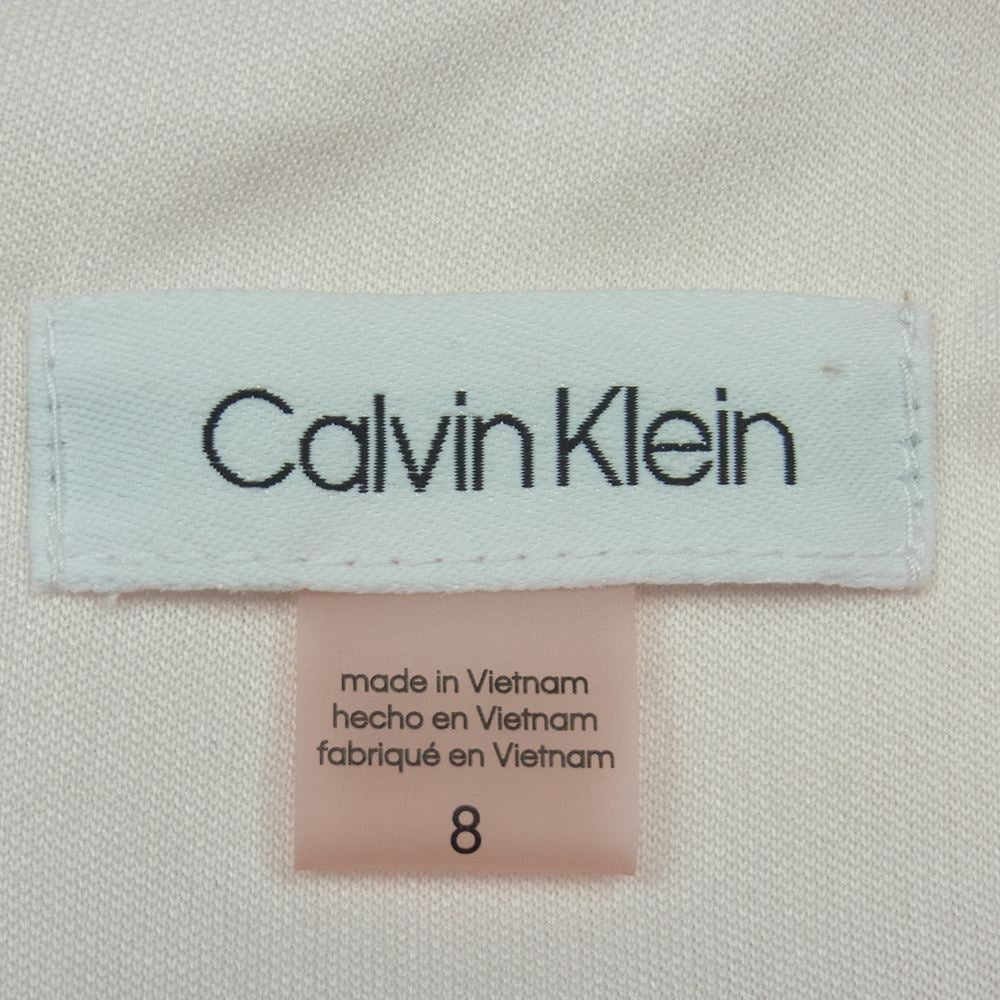 カルバンクライン ノースリーブ カラーブロック ドレス ワンピース レッド系 ピンク系 ベージュ系 8【美品】【中古】
