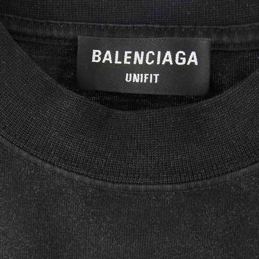 BALENCIAGA バレンシアガ 698227 TMM08 国内正規品 B AUTHENTIC PATCHED パッチ ロングスリーブ Tシャツ ブラック系 L【中古】