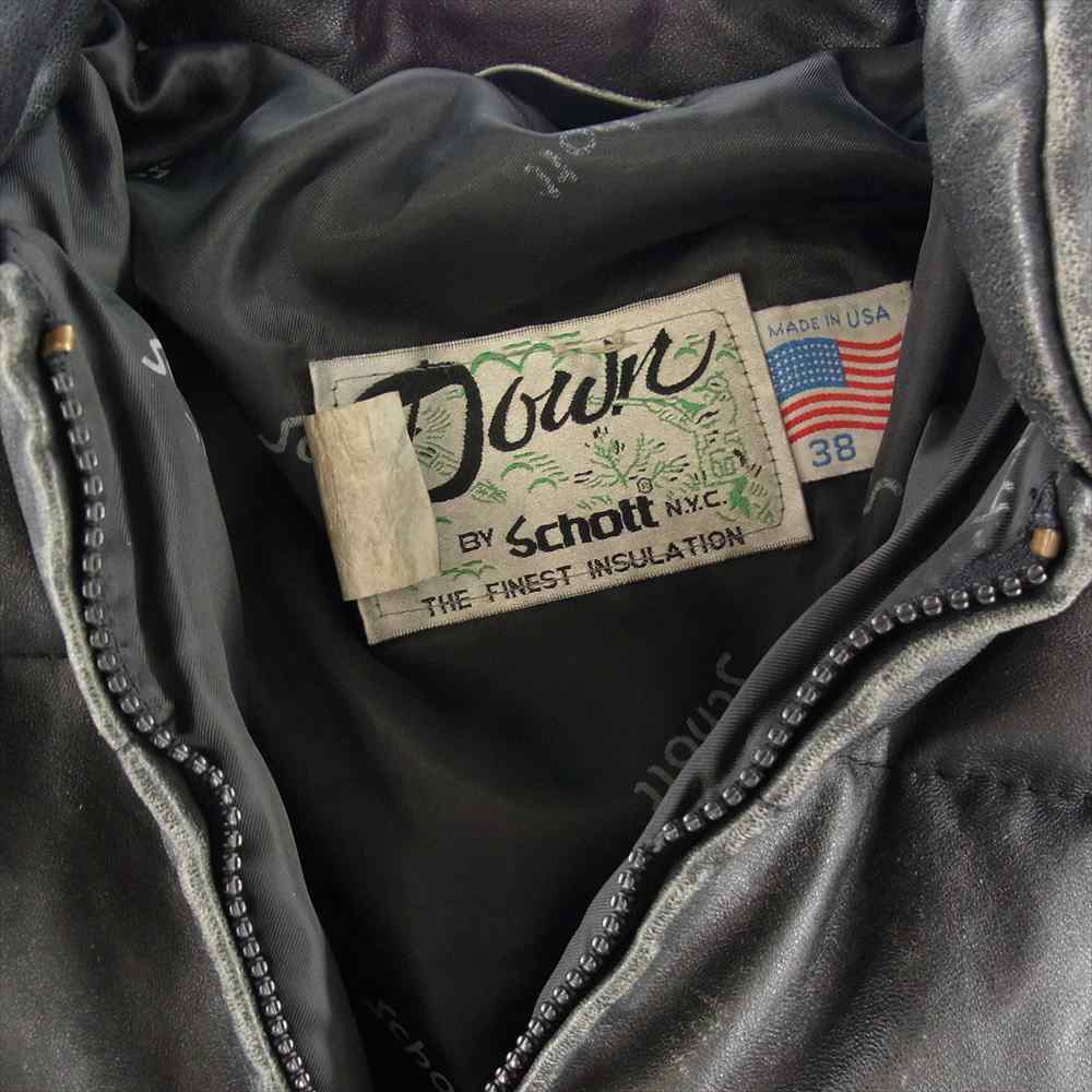 schott ショット USA製 レザー ダウンジャケット ブラック系 38【中古】