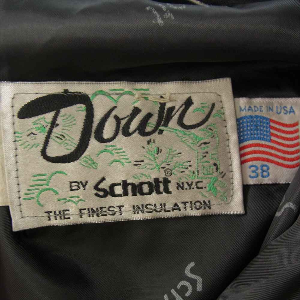 schott ショット USA製 レザー ダウンジャケット ブラック系 38【中古】