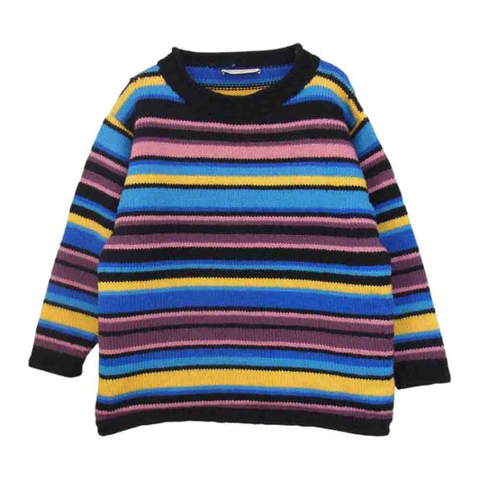 INVERALLAN インバーアラン 茶タグ マルチ ボーダー クルーネック ウール ニット セーター マルチカラー系【中古】