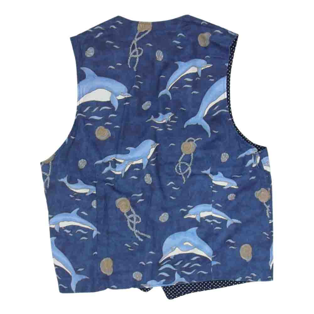 Engineered Garments エンジニアードガーメンツ 16SS Reversible Vest イルカ ドルフィン ドット柄 リバーシブル ベスト ブルー系 M【中古】