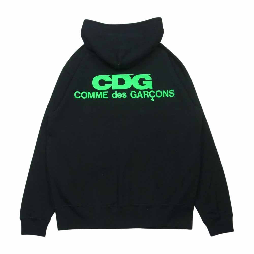 COMME des GARCONS コムデギャルソン CDG SZ-T020 バック ロゴ プリント ジップ パーカー ブラック系 L【中古】