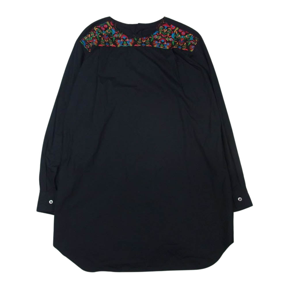COMME des GARCONS HOMME PLUS コムデギャルソンオムプリュス 18SS PA-B018 Disco期 前後逆転 フラワー刺繍シャツ ブラック系 S【中古】