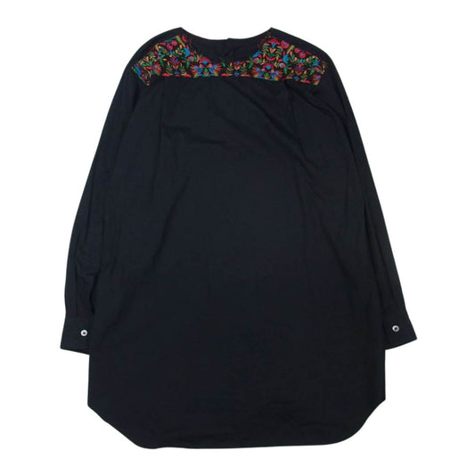 COMME des GARCONS HOMME PLUS コムデギャルソンオムプリュス 18SS PA-B018 Disco期 前後逆転 フラワー刺繍シャツ ブラック系 S【中古】