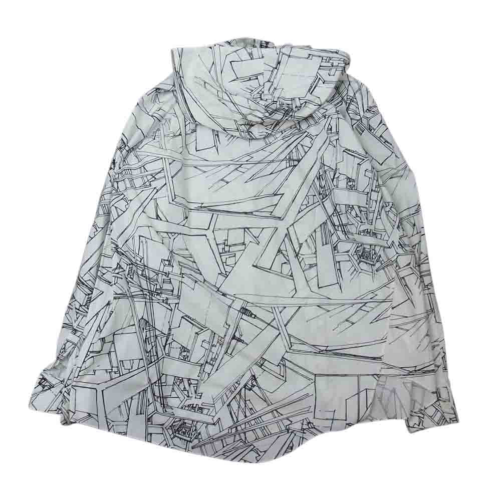 COMME des GARCONS HOMME PLUS コムデギャルソンオムプリュス 18AW PB-B027 Stefan Davidovici アーティストプリント ねじれフード付きシャツ ホワイト系 S【中古】