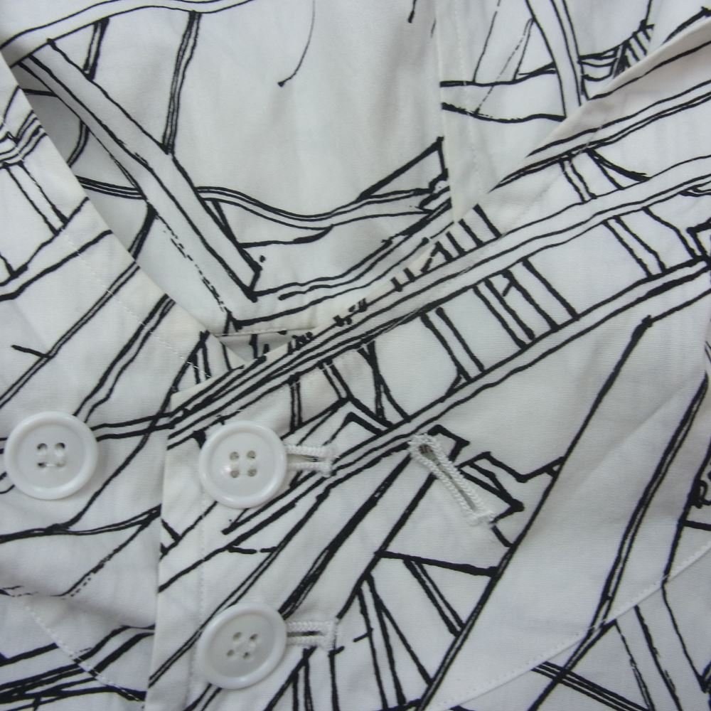 COMME des GARCONS HOMME PLUS コムデギャルソンオムプリュス 18AW PB-B027 Stefan Davidovici アーティストプリント ねじれフード付きシャツ ホワイト系 S【中古】