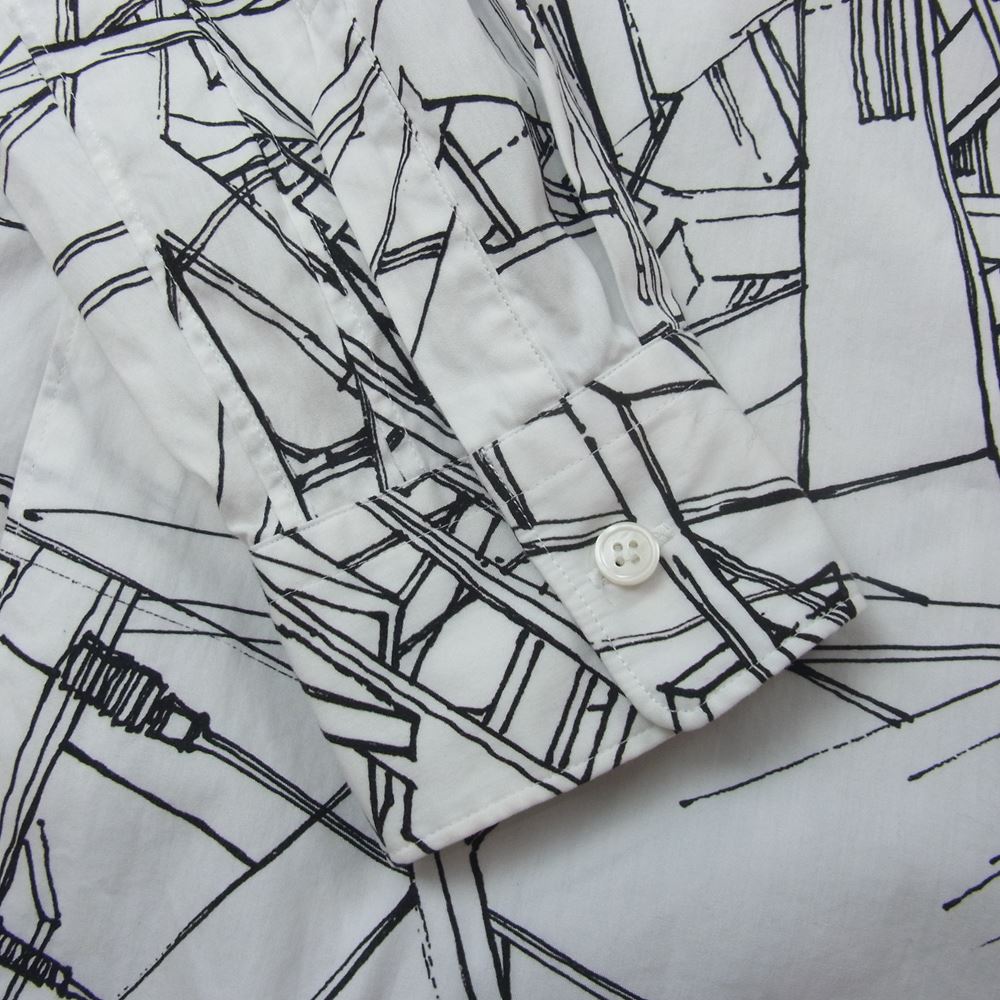 COMME des GARCONS HOMME PLUS コムデギャルソンオムプリュス 18AW PB-B027 Stefan Davidovici アーティストプリント ねじれフード付きシャツ ホワイト系 S【中古】