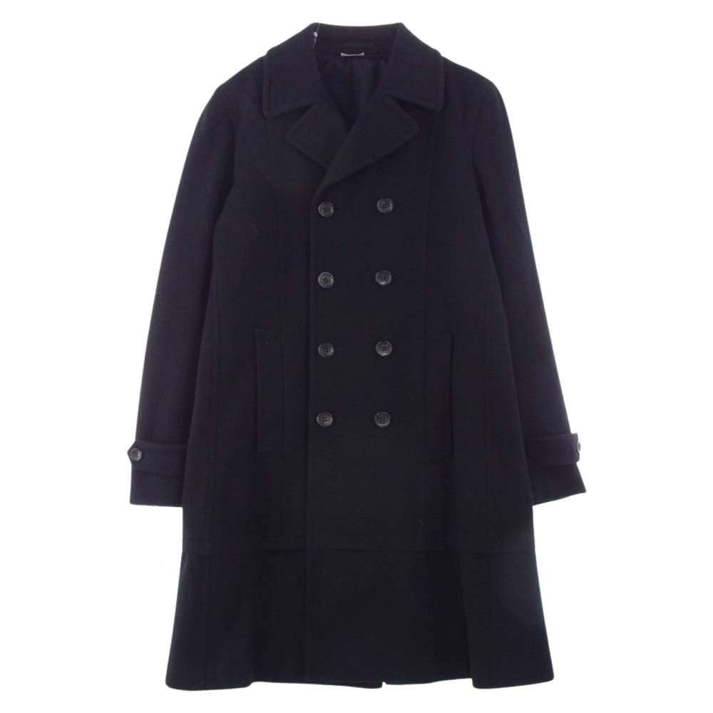 COMME des GARCONS HOMME PLUS コムデギャルソンオムプリュス 17AW PT-C003 boyhood期 メルトンウール カットオフレイヤード ダブルブレスト ロング コート ブラック系 M【中古】
