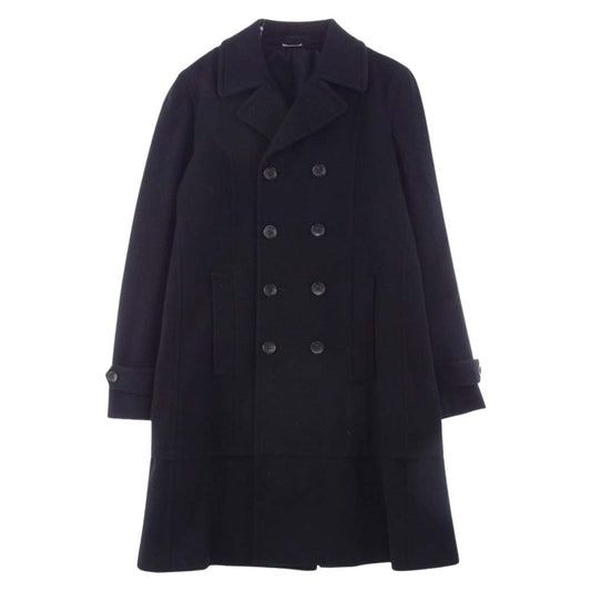 COMME des GARCONS HOMME PLUS コムデギャルソンオムプリュス 17AW PT-C003 boyhood期 メルトンウール カットオフレイヤード ダブルブレスト ロング コート ブラック系 M【中古】
