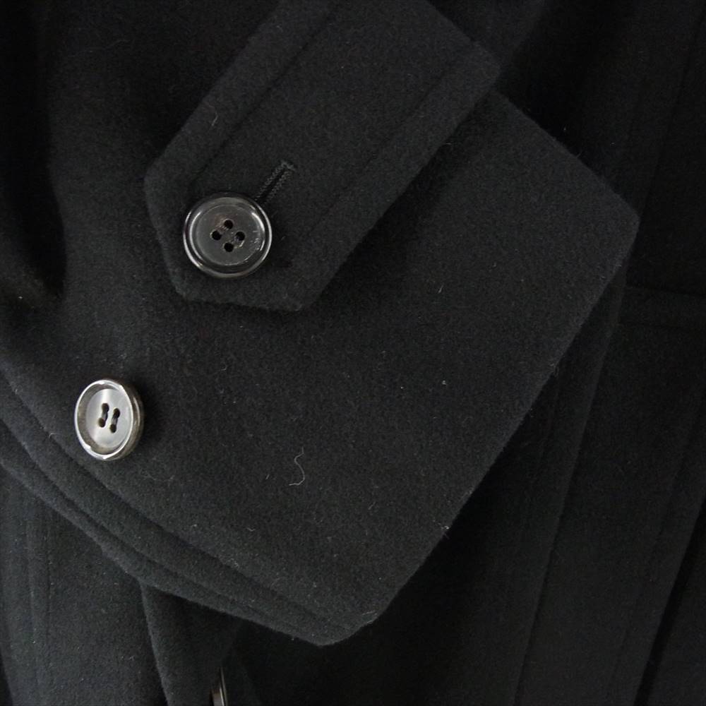 COMME des GARCONS HOMME PLUS コムデギャルソンオムプリュス 17AW PT-C003 boyhood期 メルトンウール カットオフレイヤード ダブルブレスト ロング コート ブラック系 M【中古】