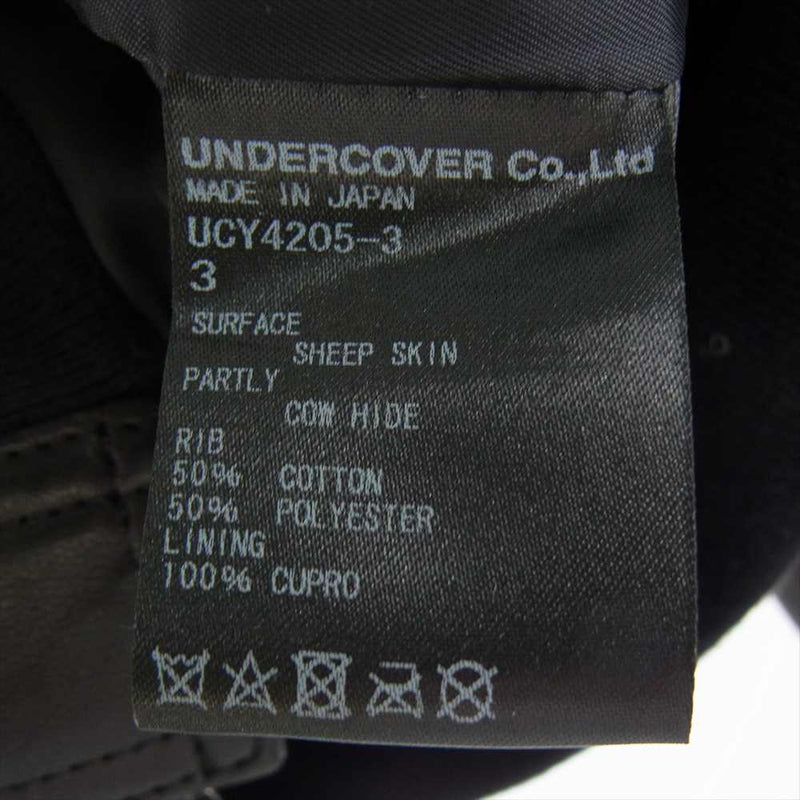 UNDERCOVER アンダーカバー レザージャケット 20SS UCY4205-3 Future is the Past シープレザーブルゾンライダース ジャケット ブラック系 3