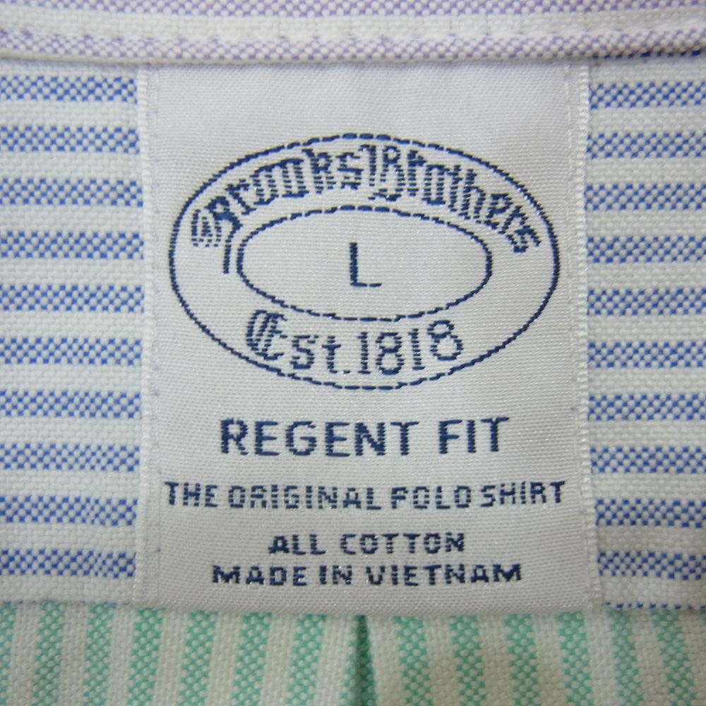 Brooks Brothers ブルックスブラザーズ 100188045 コットン オックスフォード キャンディストライプ ダイヤゴナル ファン ボタンダウン シャツ マルチカラー系 L【美品】【中古】