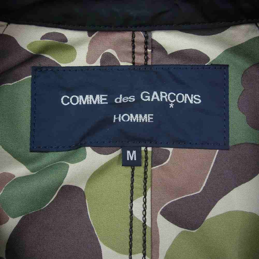 COMME des GARCONS HOMME コムデギャルソンオム 14AW HN-C007 リバーシブル 裏地カモフラ エステル パッカリング ステンカラー コート ブラック系 M【中古】
