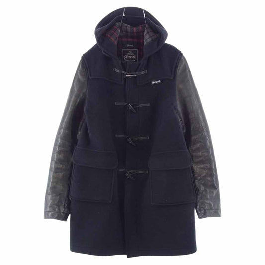 JUNYA WATANABE COMME des GARCONS MAN ジュンヤワタナベコムデギャルソンマン 08AW WB-C004 Gloverall グローバーオール 袖レザー切替 メルトン ダッフルコート ネイビー系 S【中古】