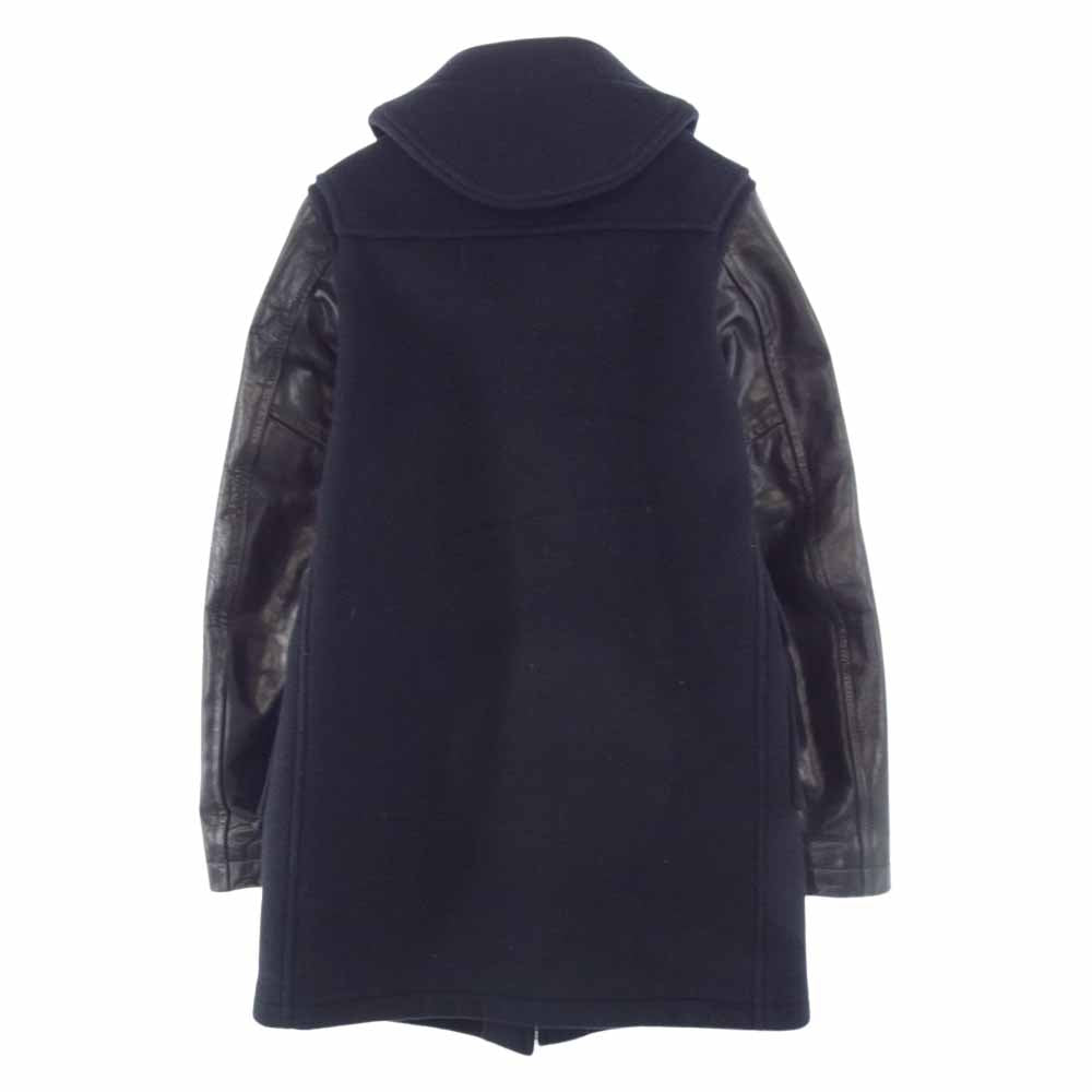 JUNYA WATANABE COMME des GARCONS MAN ジュンヤワタナベコムデギャルソンマン 08AW WB-C004 Gloverall グローバーオール 袖レザー切替 メルトン ダッフルコート ネイビー系 S【中古】