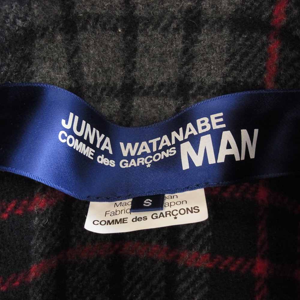 JUNYA WATANABE COMME des GARCONS MAN ジュンヤワタナベコムデギャルソンマン 08AW WB-C004 Gloverall グローバーオール 袖レザー切替 メルトン ダッフルコート ネイビー系 S【中古】